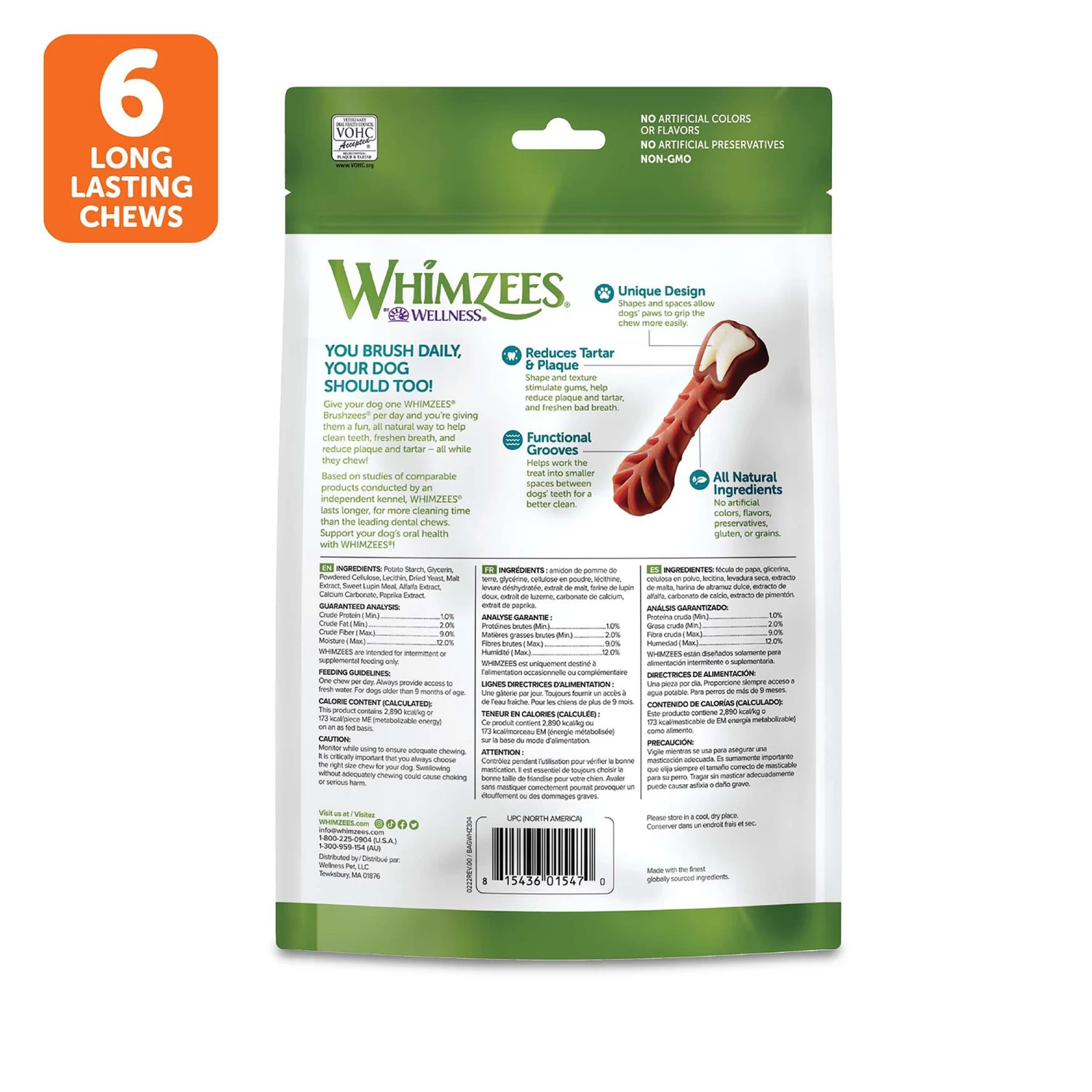 Whimzees Brushzees Large Dog Dental Treats - Vegetable 2 Whimzees Brushzees Large Dog Dental Treats - Vegetable - Image 2