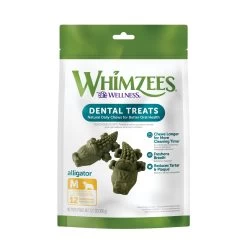 Whimzees Alligator Medium Dog Dental Treats - Vegetable