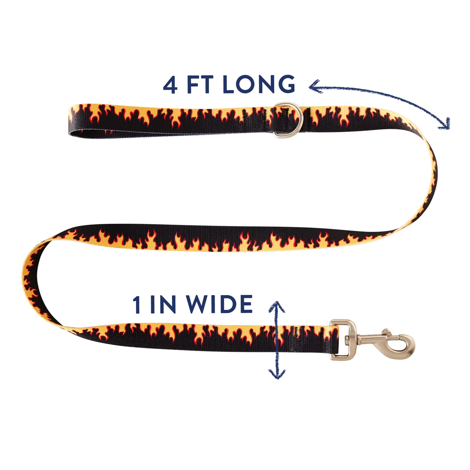 Top Paw® Black Flames Dog Leash: 4-ft Long 2 Top Paw® Black Flames Dog Leash: 4-ft Long - Image 2