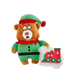 OMG! SURPRISE&trade; Holiday Merry Bear-y Elf With Train 2 Toys In 1 Dog Toy - Plush, Squeaker