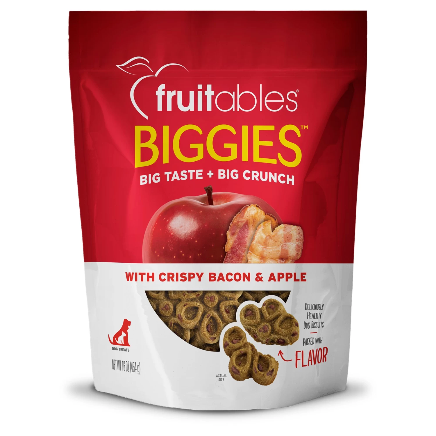 Fruitables Biggies Crunchy Dog Treats - Bacon & Apple 1 Fruitables Biggies Crunchy Dog Treats - Bacon & Apple