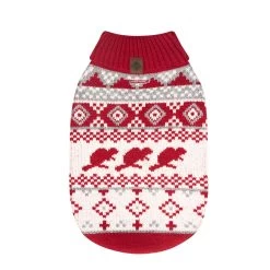 Beaver Canoe Fairisle Dog Sweater - Red & White