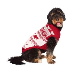 Beaver Canoe Fairisle Dog Sweater - Red & White -Pet Essentials Shop 5343813 alt2