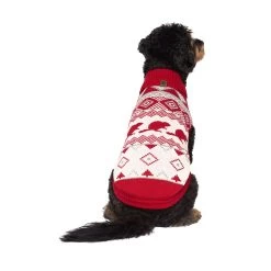 Beaver Canoe Fairisle Dog Sweater - Red & White -Pet Essentials Shop 5343813 alt3