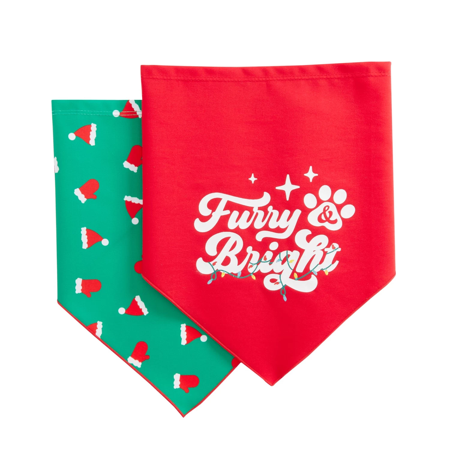 Merry & Bright™ Holiday Furry & Bright And Santa Hat Print Dog Bandana - 2 Pack 3 Merry & Bright™ Holiday Furry & Bright And Santa Hat Print Dog Bandana - 2 Pack - Image 3