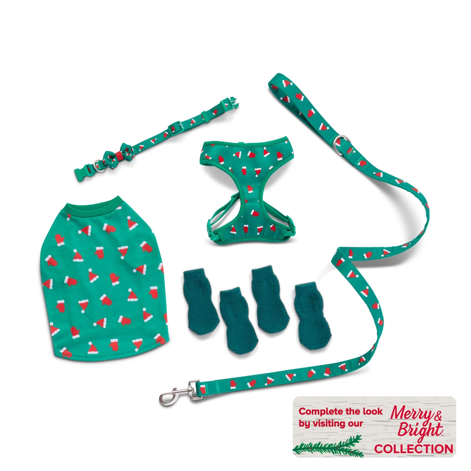 Merry & Bright™ Holiday Santa Hat Print Dog & Cat Tee-Shirt 4 Merry & Bright™ Holiday Santa Hat Print Dog & Cat Tee-Shirt - Image 4