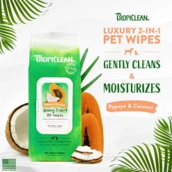 TropiClean® Papaya & Coconut Luxury 2-in-1 Pet Wipes -Pet Essentials Shop 5346037 alt3